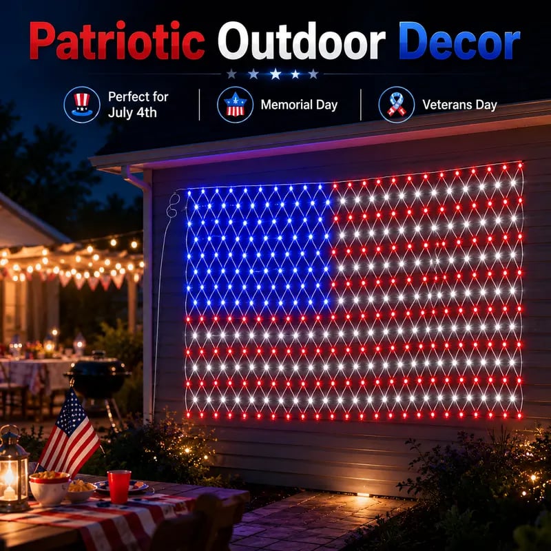 🔥49% Off Sale on July 4-Solar American Flag Lights Outdoor