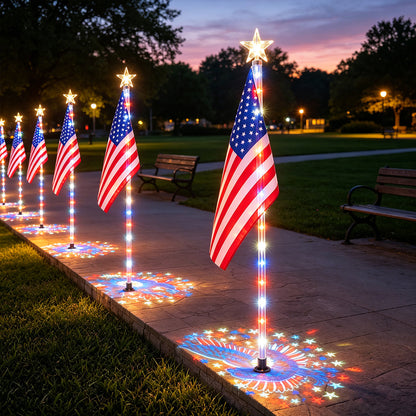✨Last Day: 49% OFF🔥American Flag Pathway Lights – Red, White & Blue Yard Glow for 250th Independence Celebration 🇺🇸